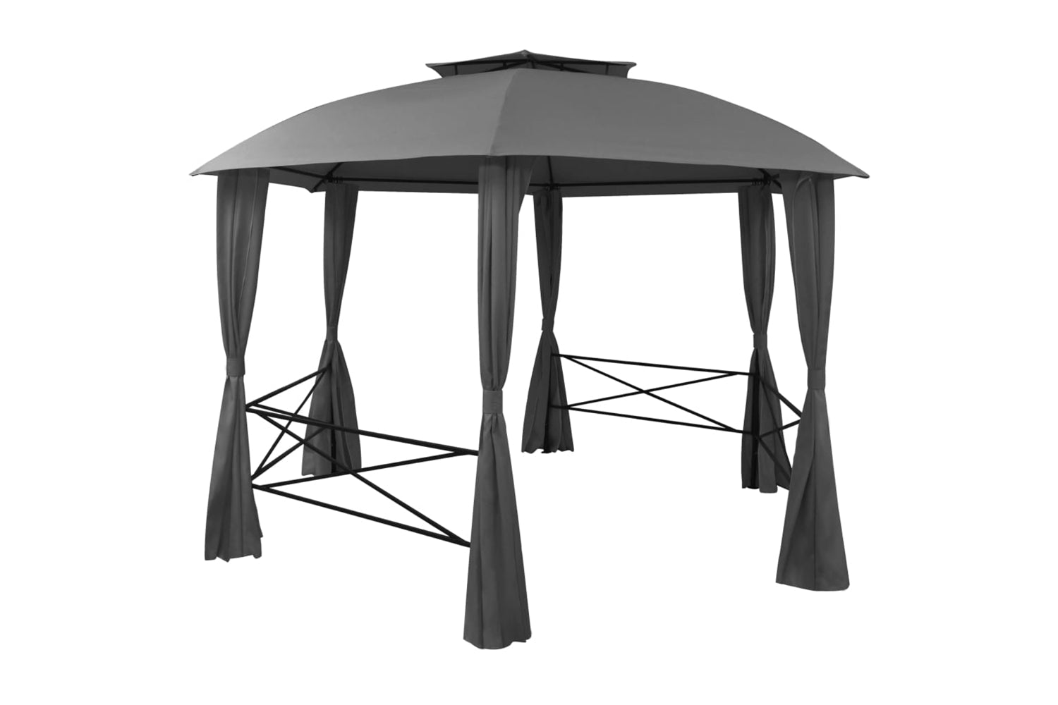 vidaXL 44766 Garden Marquee Pavilion Tent With Curtains Hexagonal 360x265cm-2