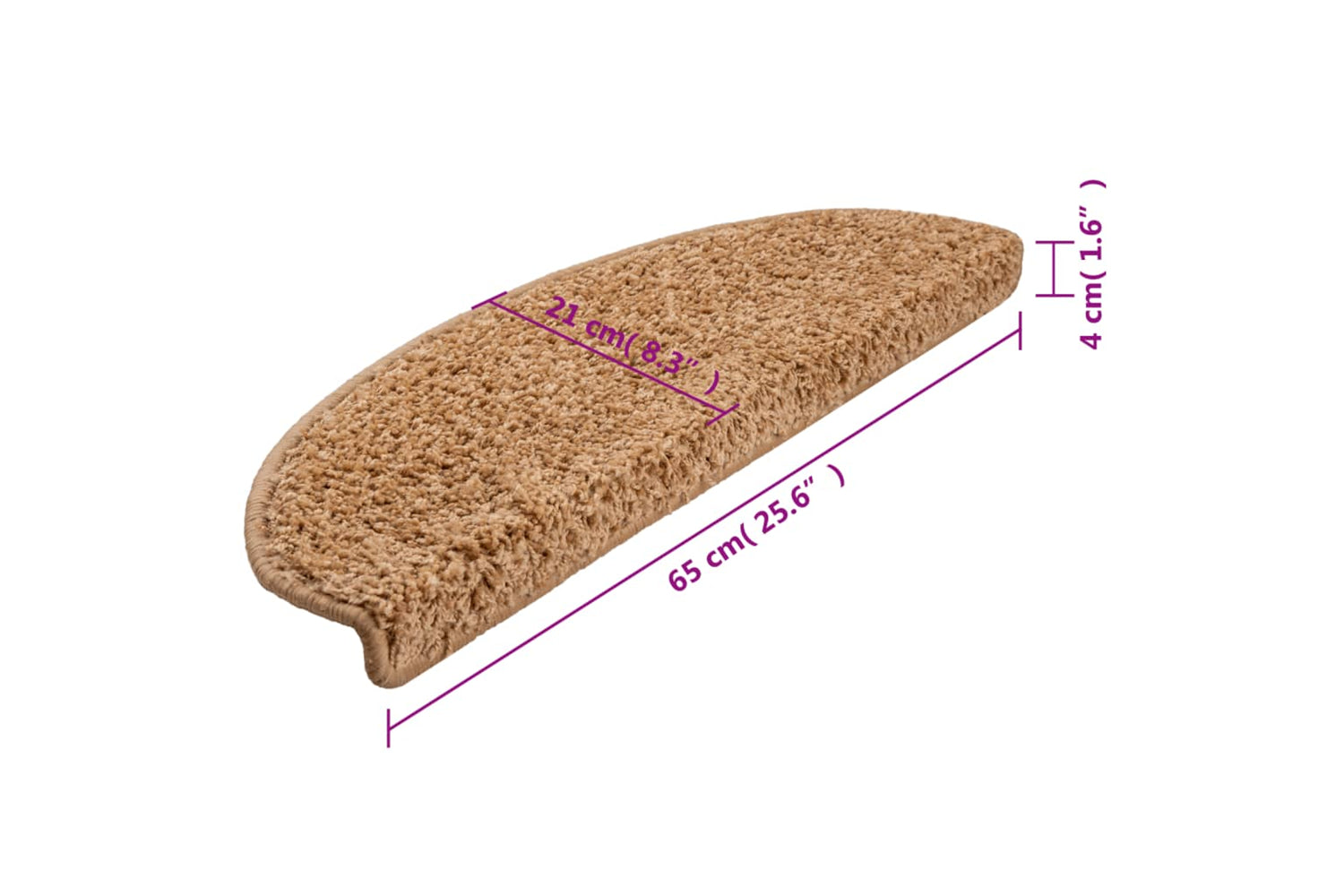 vidaXL 133902 Carpet Stair Treads 15 Pcs Beige 65x21x4cm-8