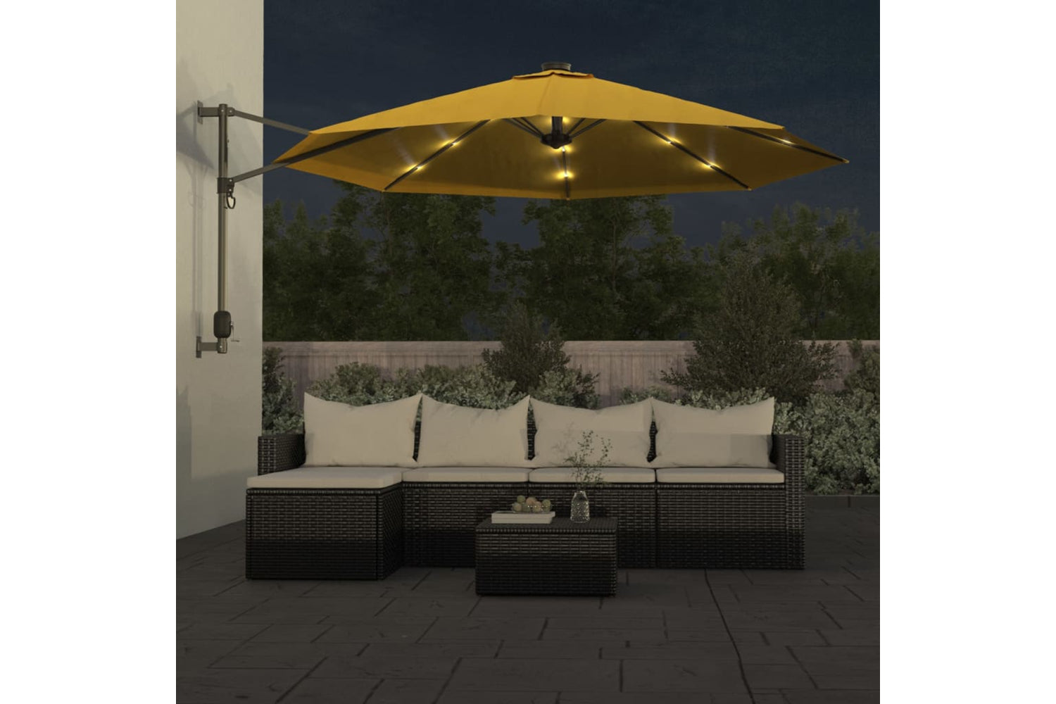 Vidaxl 362896 Wall-mounted Parasol With Leds Yellow 290cm-2