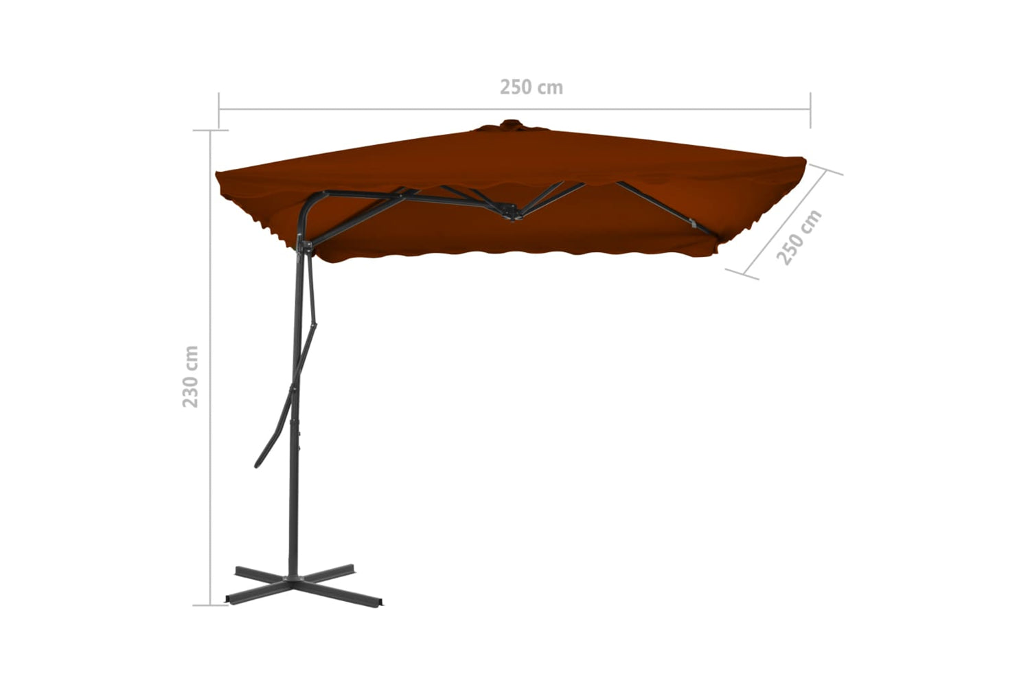 vidaXL 312515 Outdoor Parasol With Steel Pole Terracotta 250x250x230cm-6