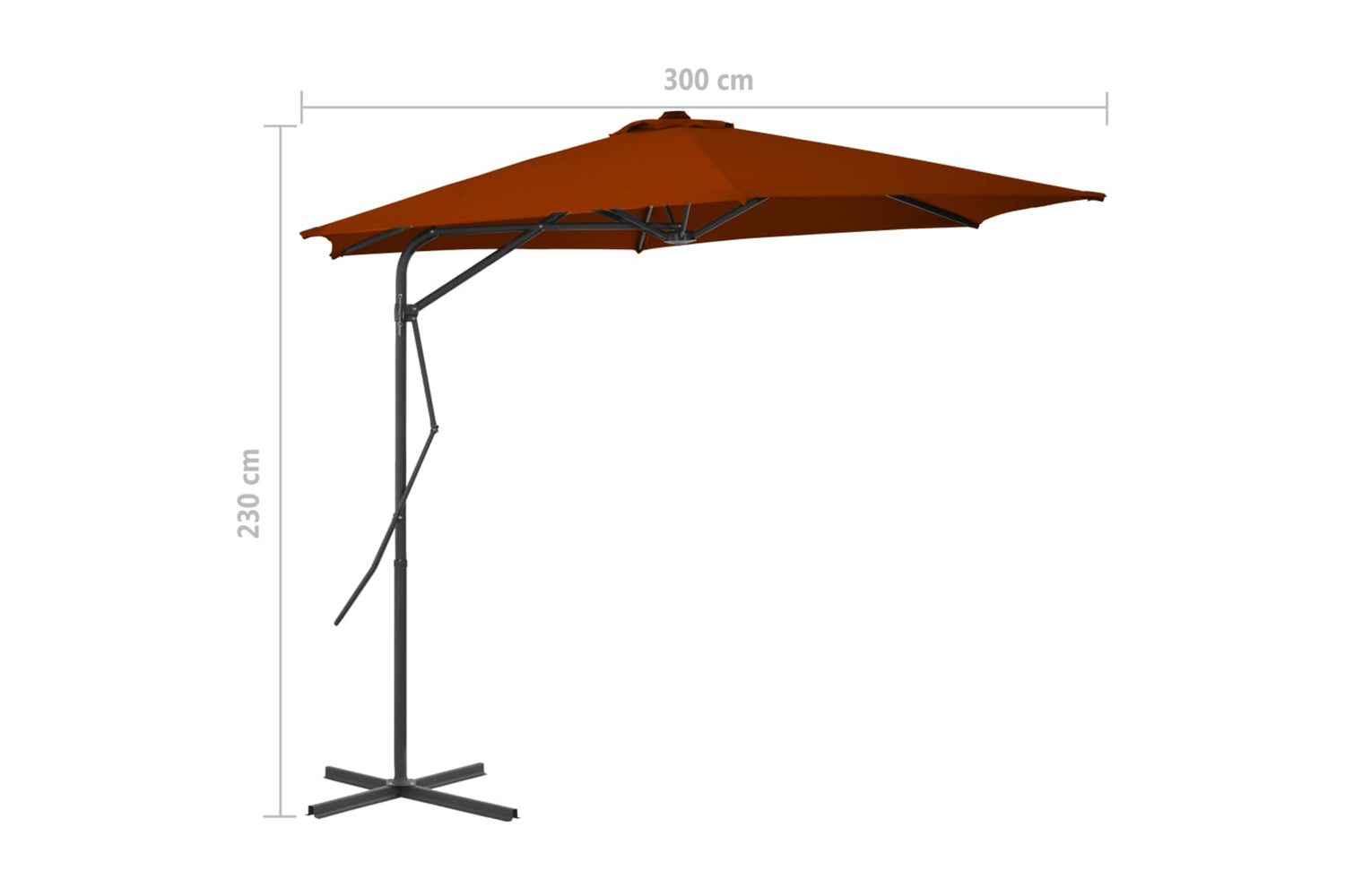 vidaXL 312519 Outdoor Parasol With Steel Pole Terracotta 300x230cm-7