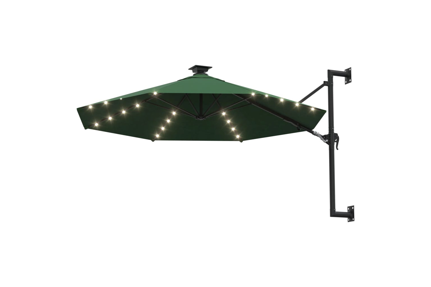 Vidaxl 312523 Wall-mounted Parasol With Leds And Metal Pole 300 Cm Green-2