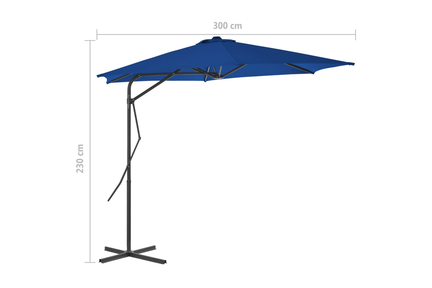 vidaXL 312521 Outdoor Parasol With Steel Pole Blue 300x230cm-7