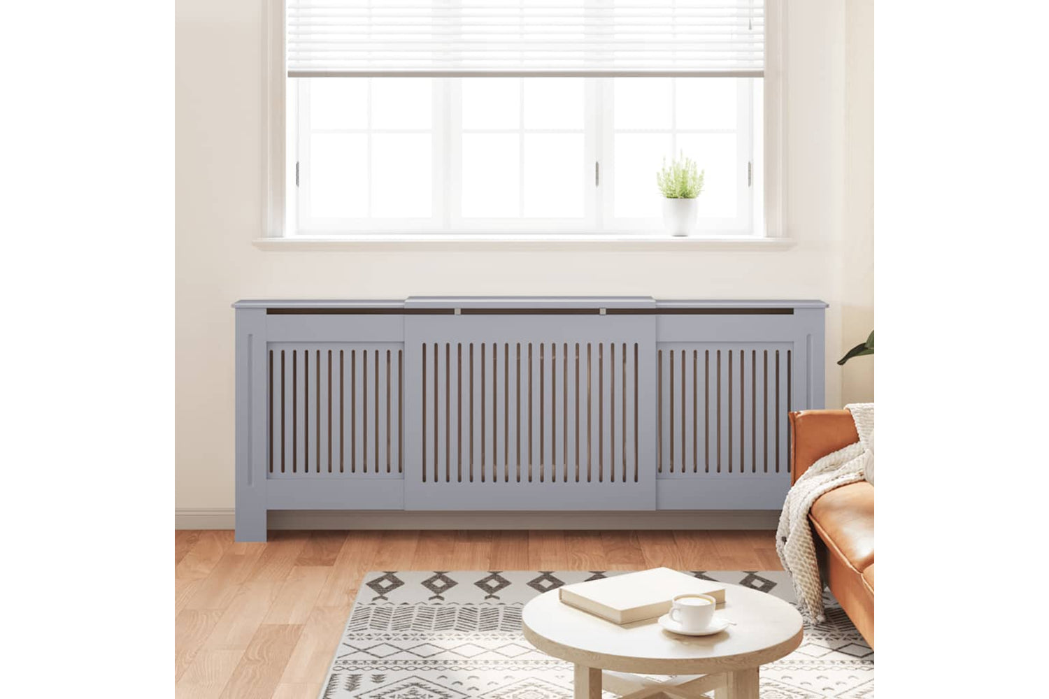 vidaXL Mdf Radiator Cover Grey 205cm-2