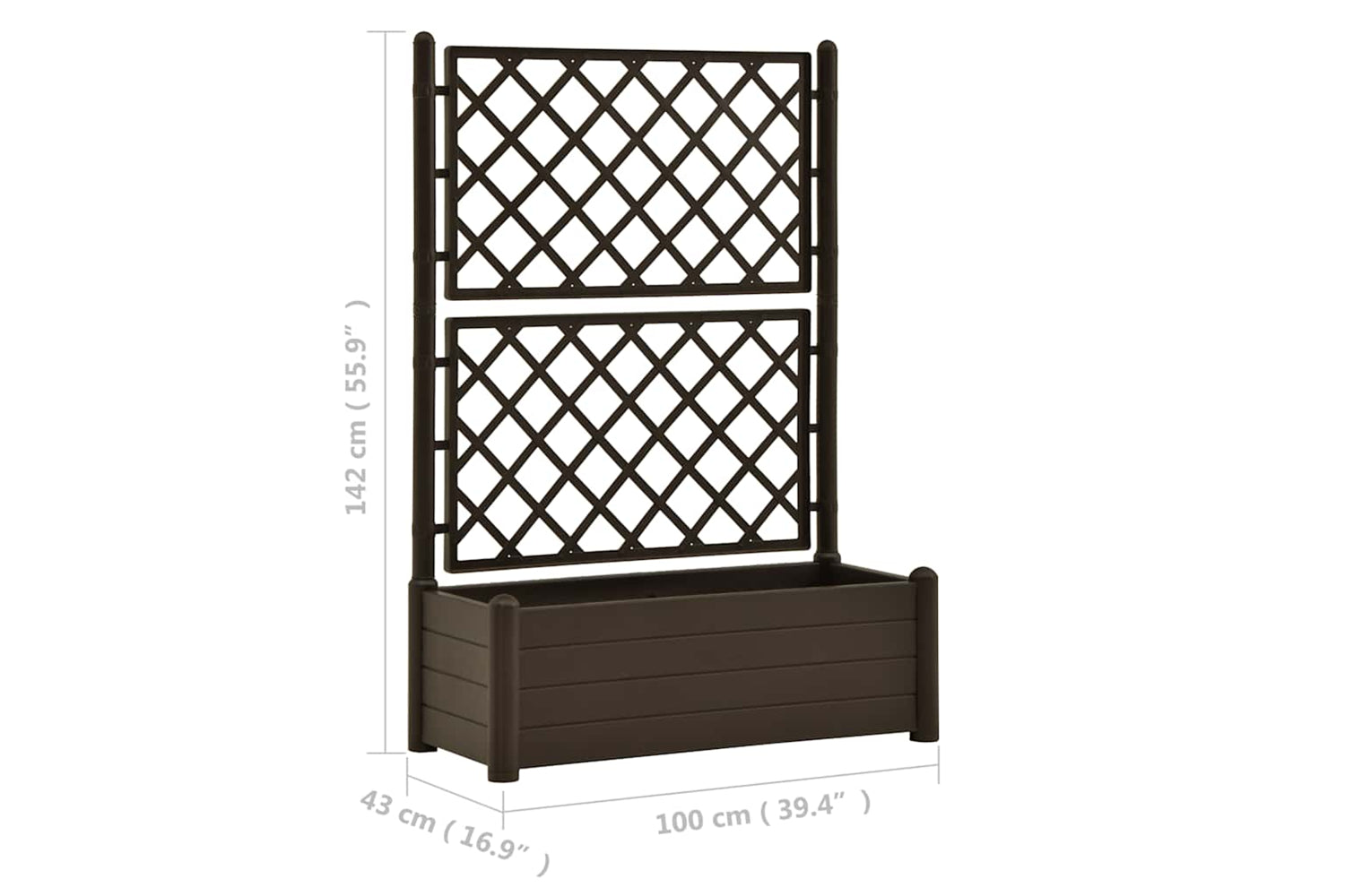 vidaXL 313984 Garden Planter With Trellis 100x43x142cm Pp Mocha-7