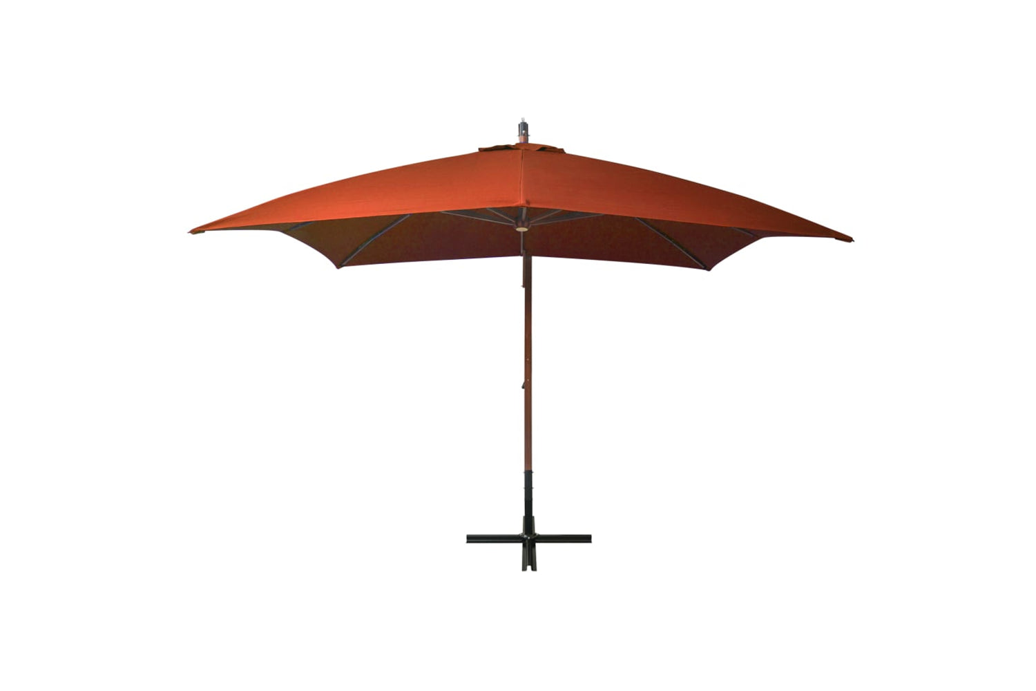 Vidaxl 313777 Hanging Parasol With Pole Terracotta 3x3 M Solid Fir Wood-2