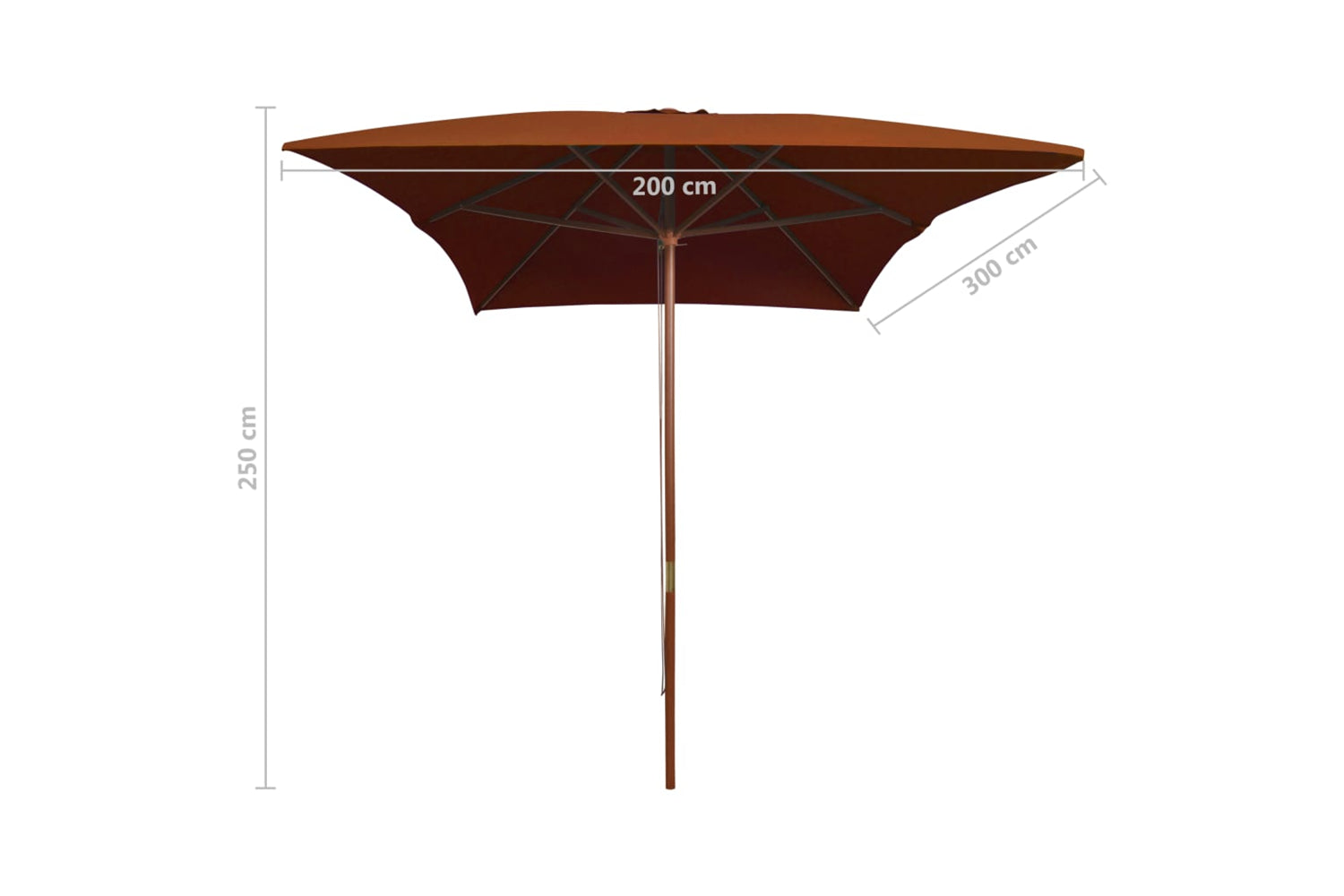 vidaXL 313759 Outdoor Parasol With Wooden Pole Terracotta 200x300cm-6