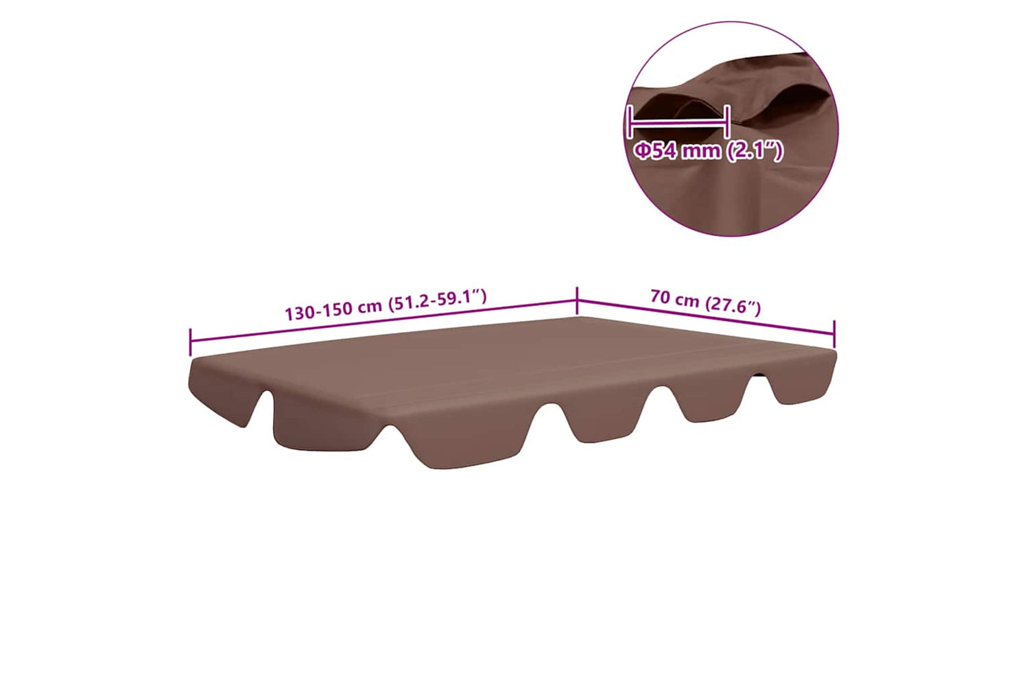 Vidaxl Replacement Canopy For Garden Swing Brown 150/130x105/70 Cm-5