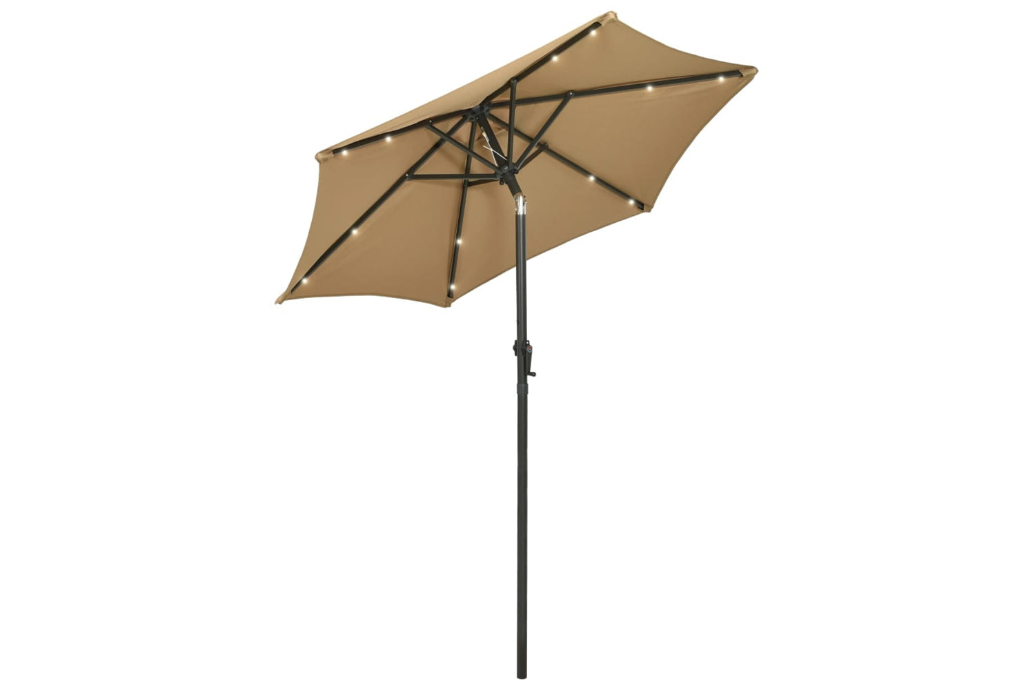Vidaxl 313560 Parasol With Led Lights Taupe 200x211 Cm Aluminium-2