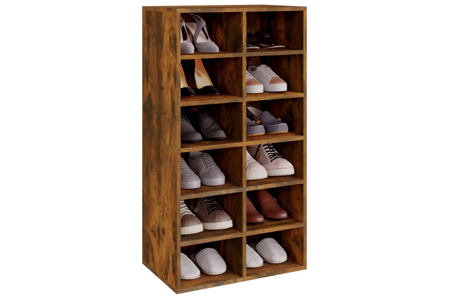vidaXL 815309 Shoe Rack Smoked Oak 54x34x100.5cm Engineered Wood-2