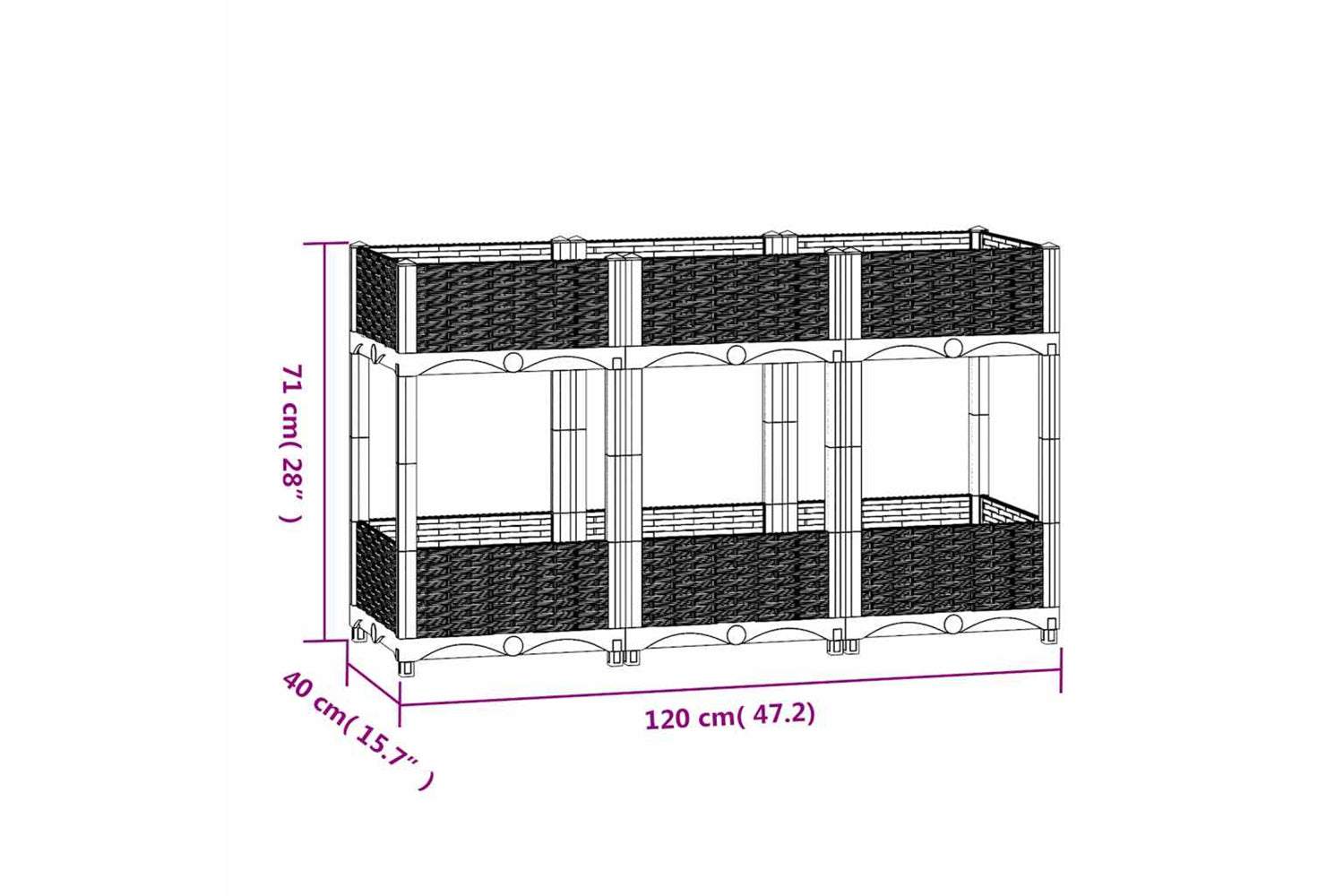 vidaXL 153299 Raised Bed 120x40x71cm Polypropylene-7