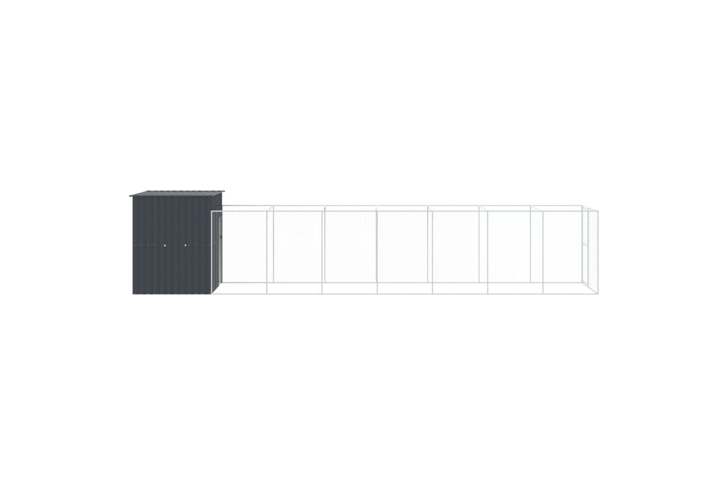 vidaXL 3189101 Dog House With Run Anthracite 165x863x181cm Galvanised Steel-3
