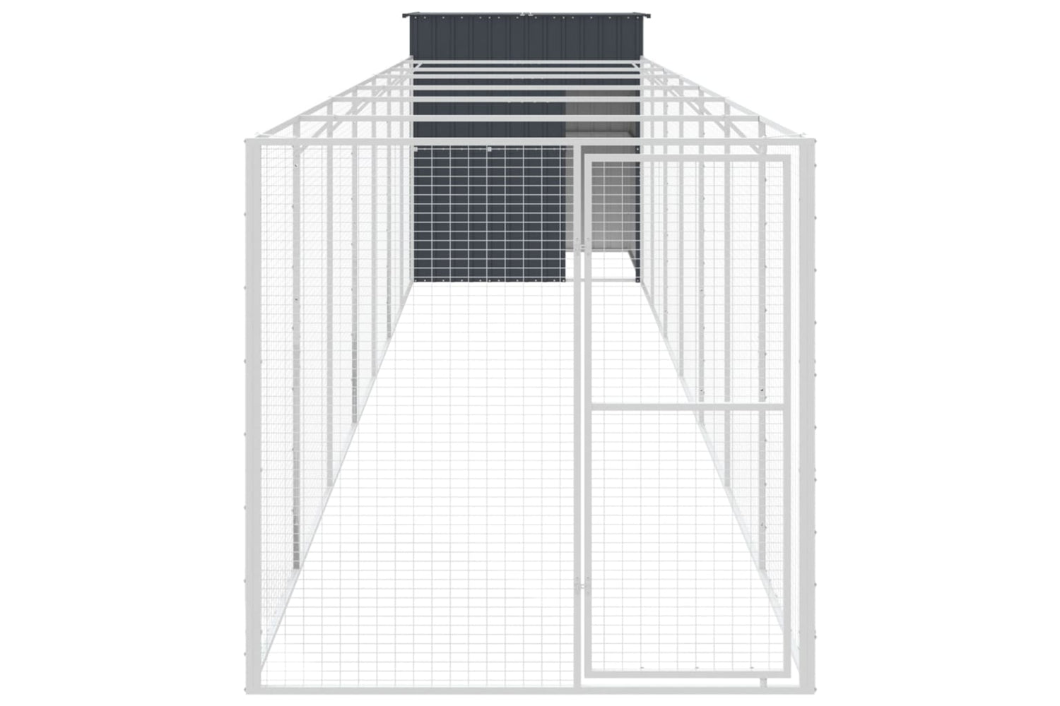 vidaXL 3189101 Dog House With Run Anthracite 165x863x181cm Galvanised Steel-2