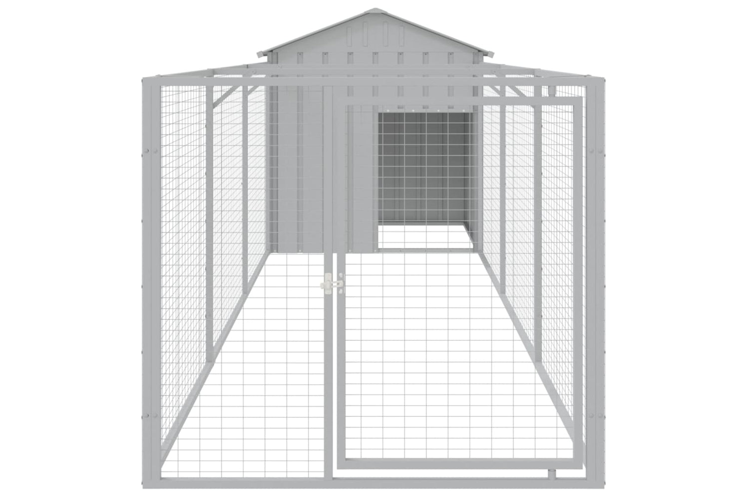 vidaXL 3189064 Dog House With Roof Light Grey 117x405x123cm Galvanised Steel-2