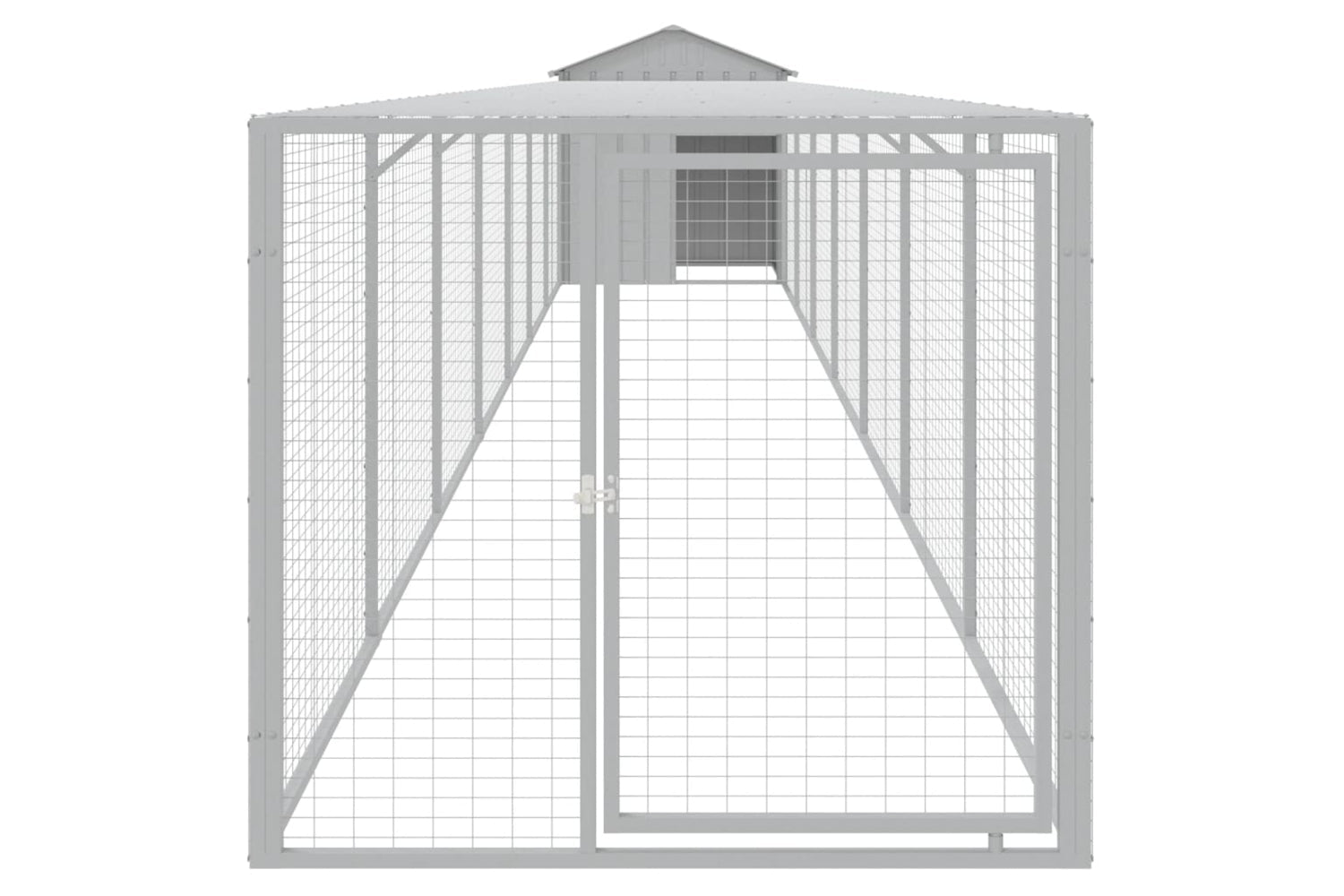 vidaXL 3189076 Chicken Cage With Run Light Grey 117x813x123cm Galvanised Steel-2