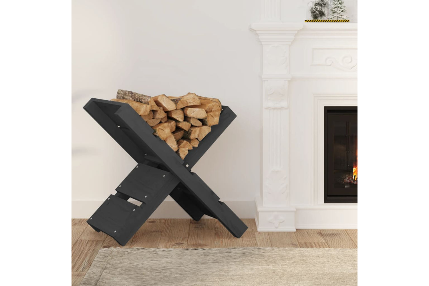 vidaXL 822449 Log Holder Grey 47x39.5x48cm Solid Wood Pine-2