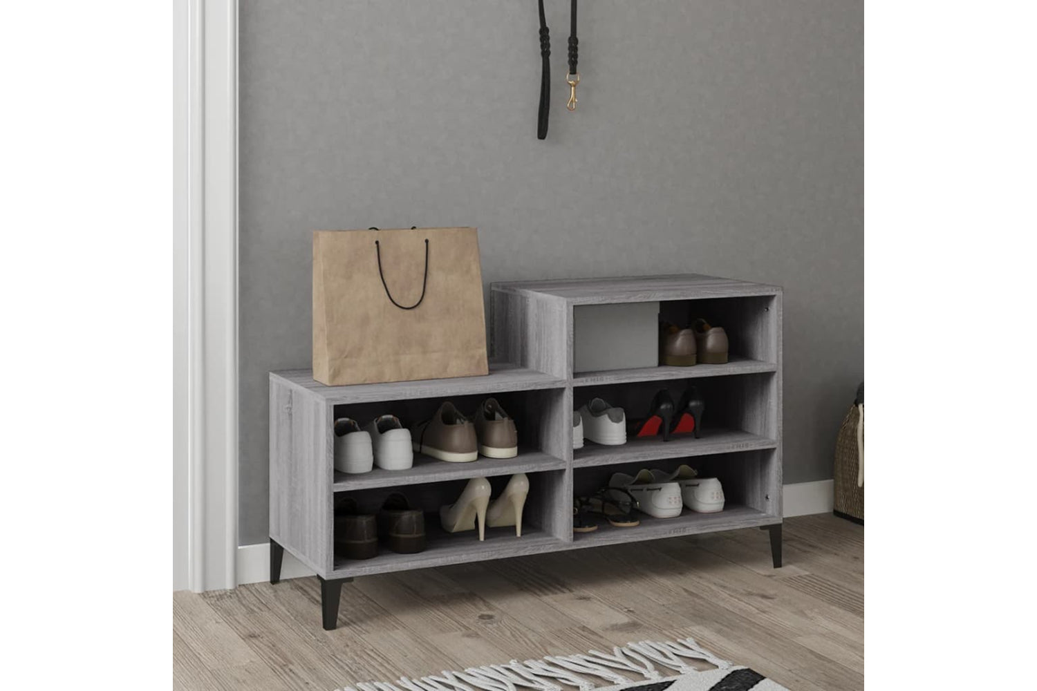vidaXL 819738 Shoe Cabinet Grey Sonoma 102x36x60cm Engineered Wood-2