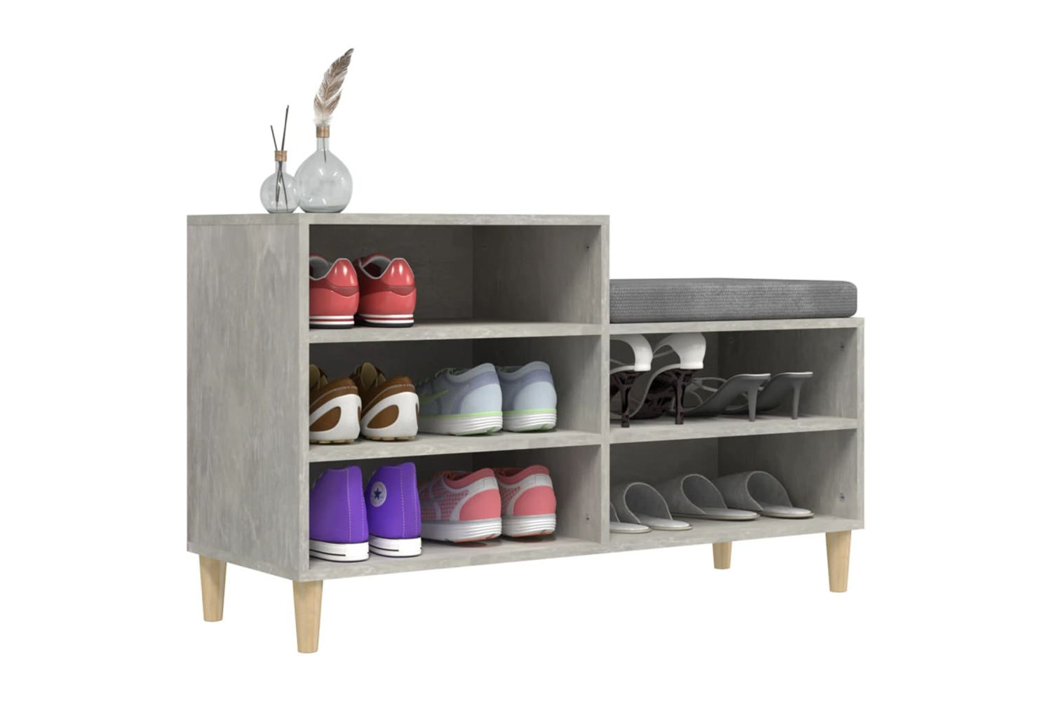 vidaXL 819728 Shoe Cabinet Concrete Grey 102x36x60cm Engineered Wood-3