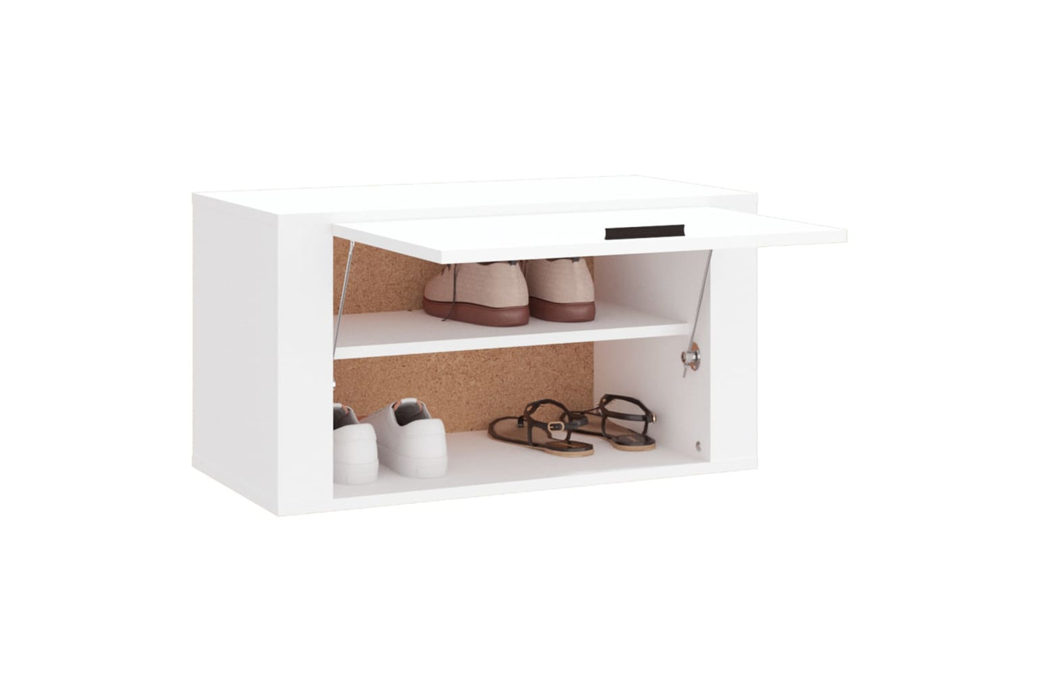 vidaXL 821012 Wall-mounted Shoe Cabinet White 70x35x38cm Engineered Wood-3