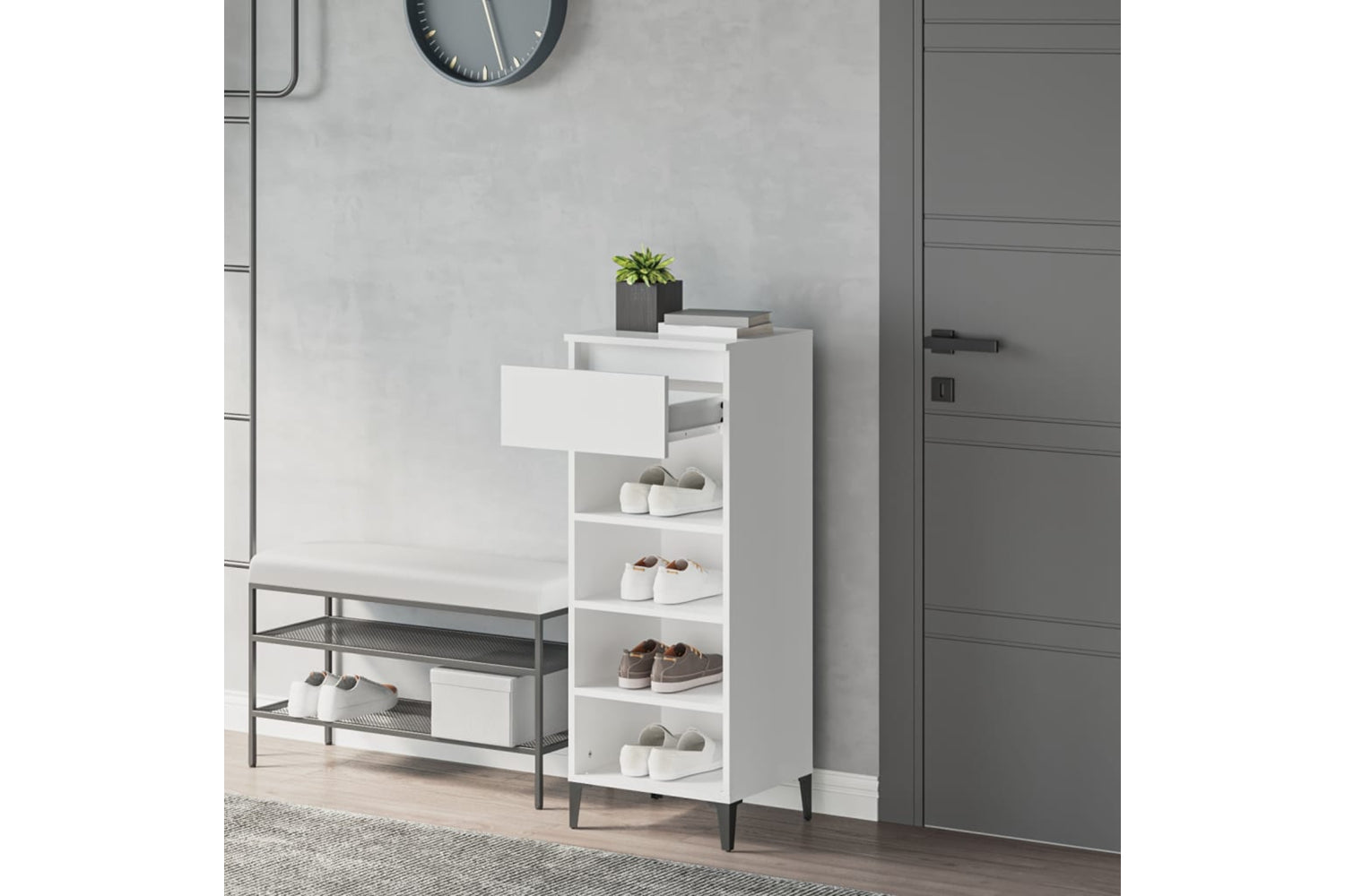 vidaXL 819780 Shoe Rack White 40x36x105cm Engineered Wood-2