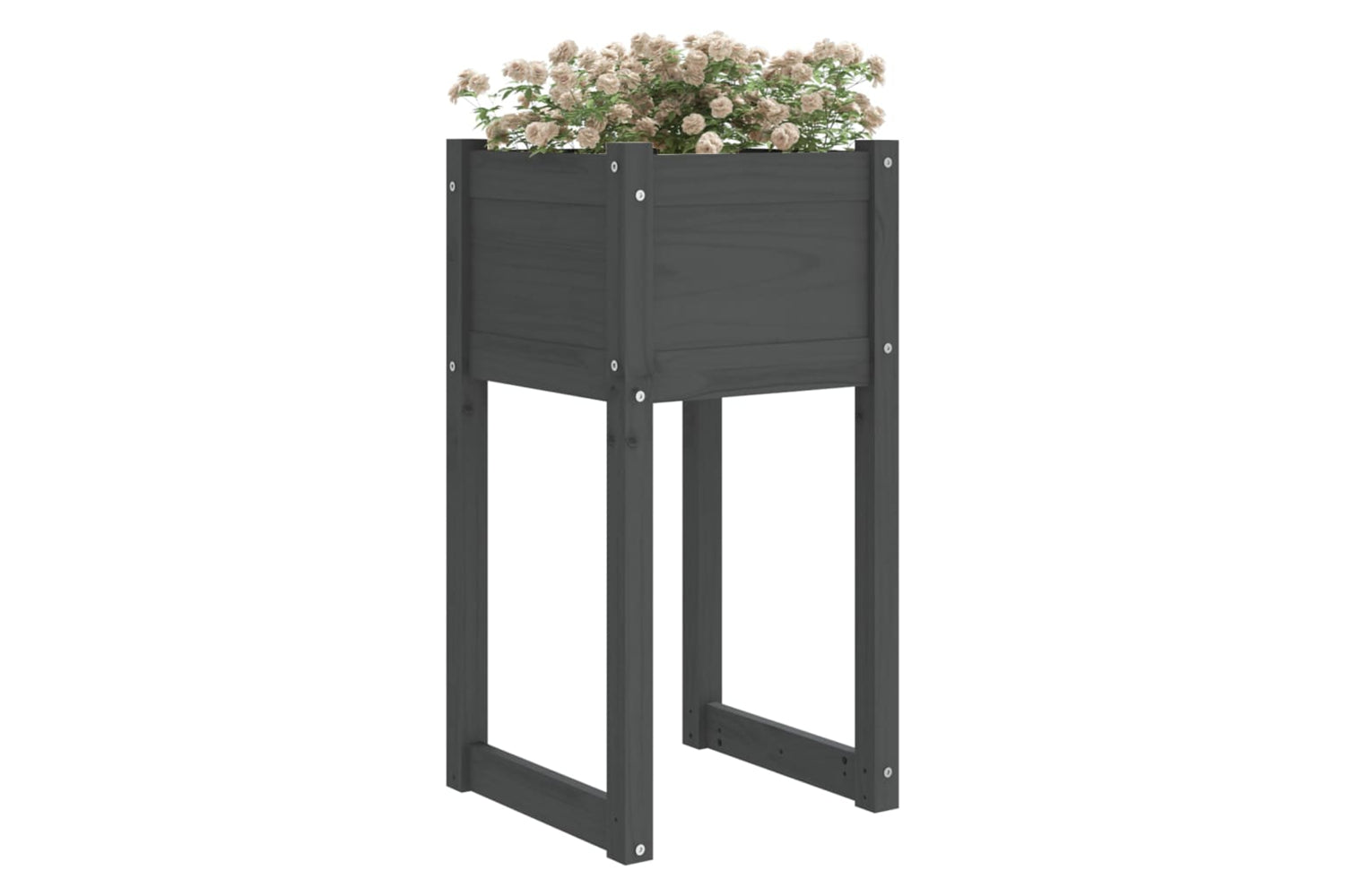 vidaXL 822127 Planters 2 Pcs Grey 40x40x81cm Solid Wood Pine-2