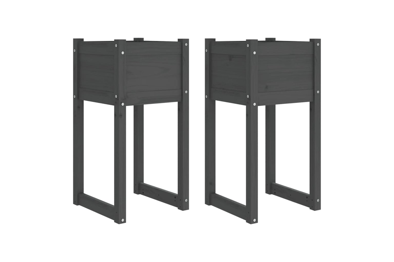vidaXL 822127 Planters 2 Pcs Grey 40x40x81cm Solid Wood Pine