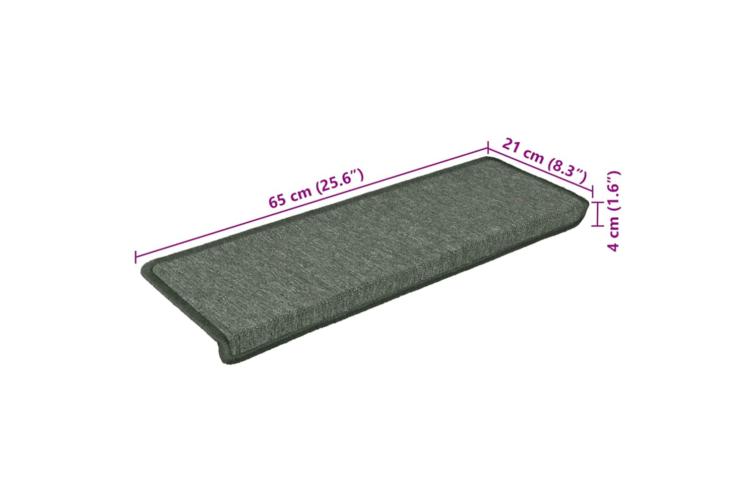 vidaXL 326193 Carpet Stair Treads 15 Pcs 65x21x4cm Green-7