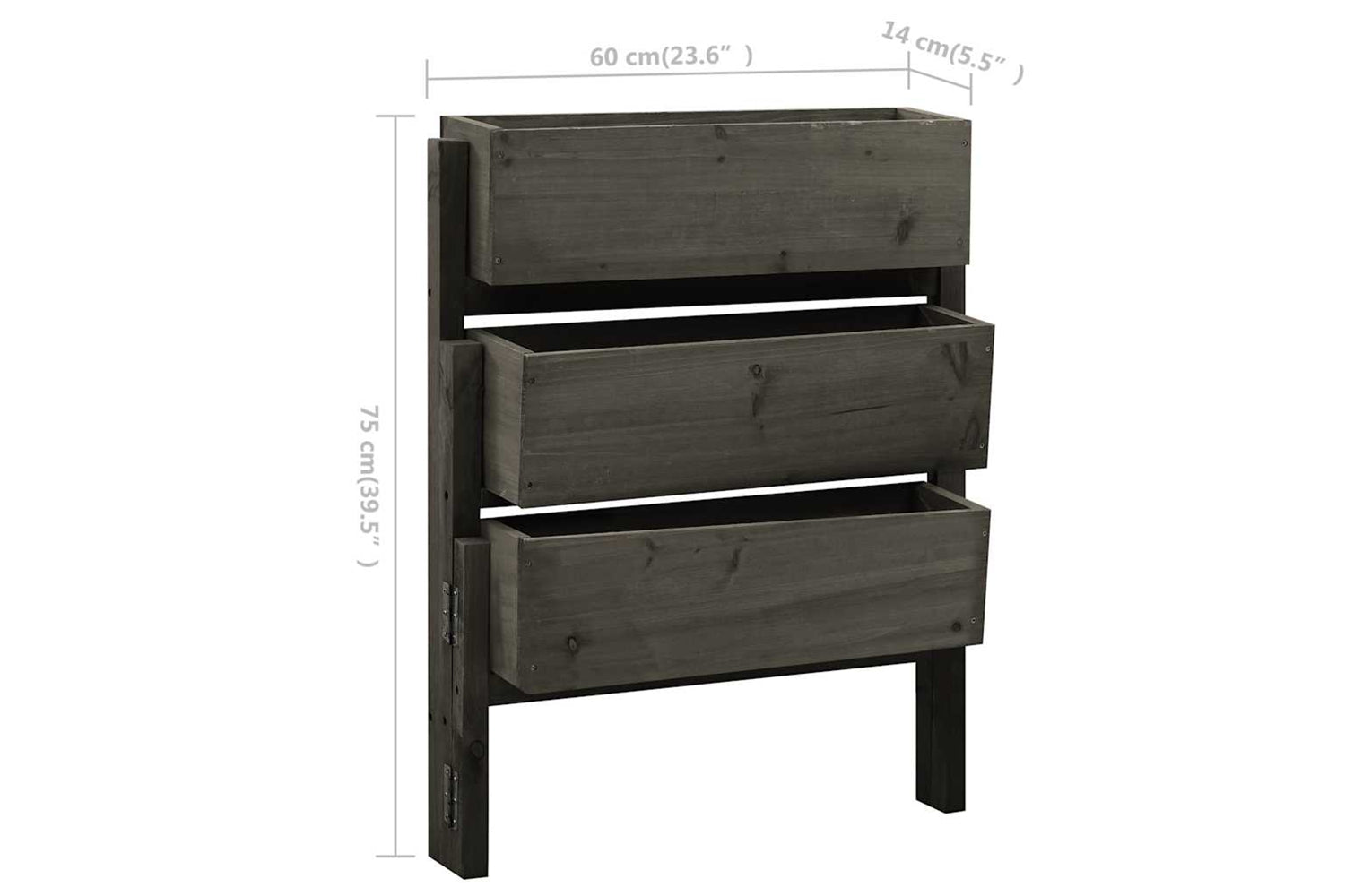 vidaXL 314841 Garden Folding Planter Grey 60x14x75cm Solid Firwood-5