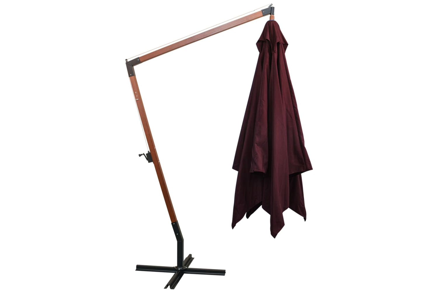 Vidaxl 313776 Hanging Parasol With Pole Bordeaux Red 3x3 M Solid Fir Wood-3
