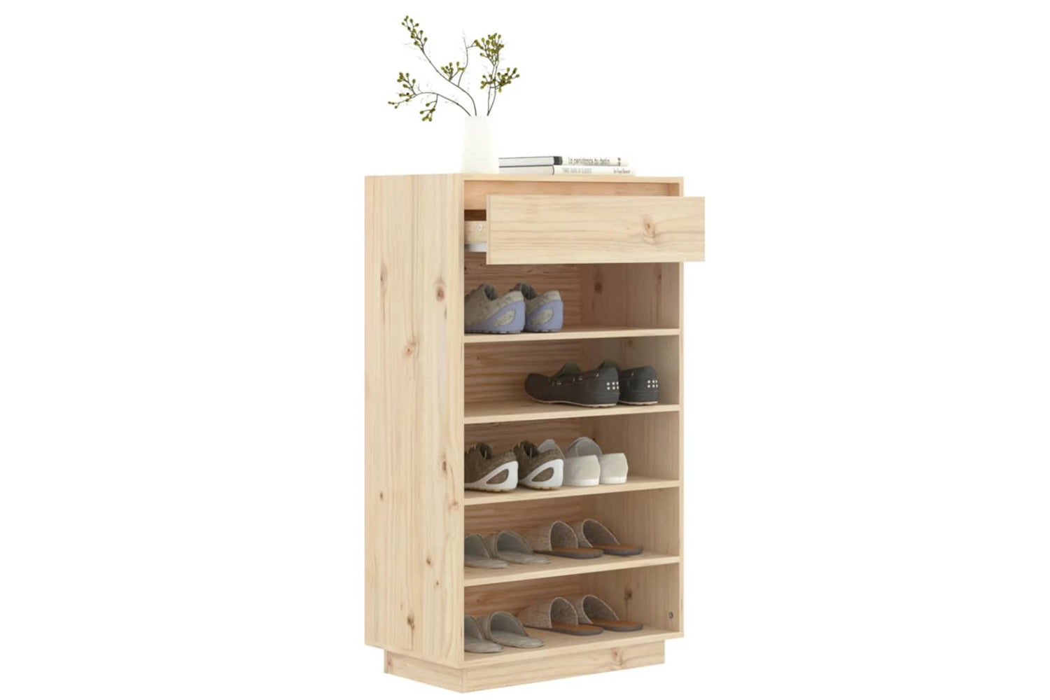 vidaXL 813550 Shoe Cabinet 60x34x105cm Solid Wood Pine-3
