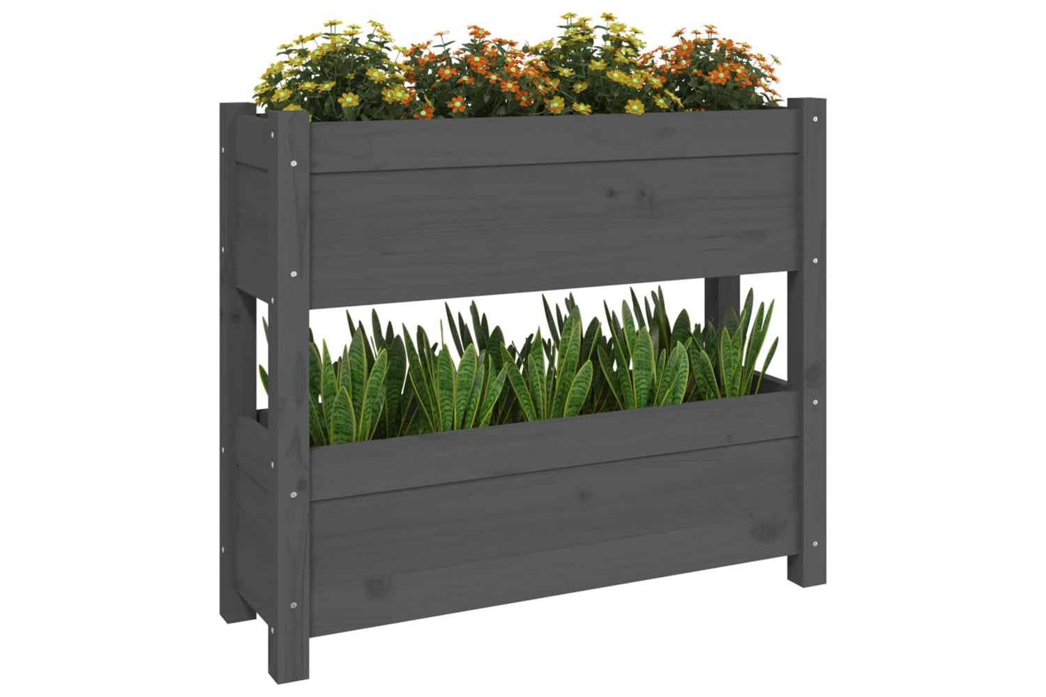 vidaXL 823943 Planter Grey 77x25x66cm Solid Wood Pine-3