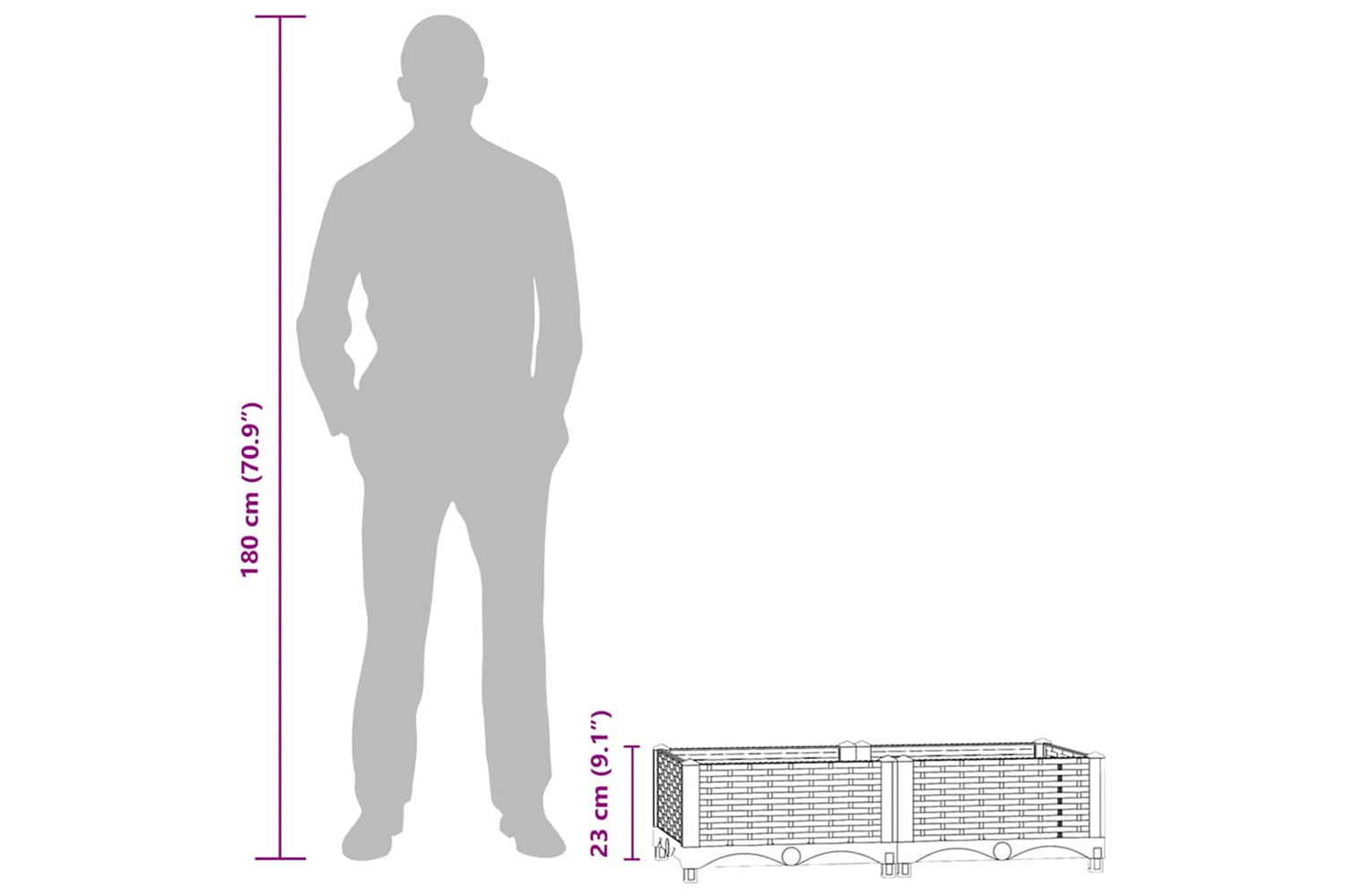 vidaXL Raised Bed 80x40x23cm Polypropylene-9