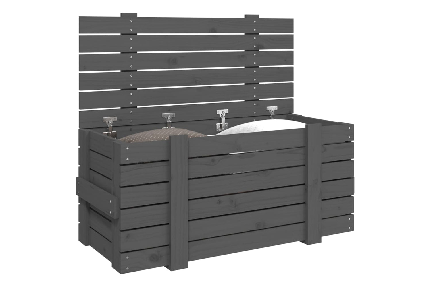 vidaXL 825000 Storage Box Grey 91x40.5x42cm Solid Wood Pine-3