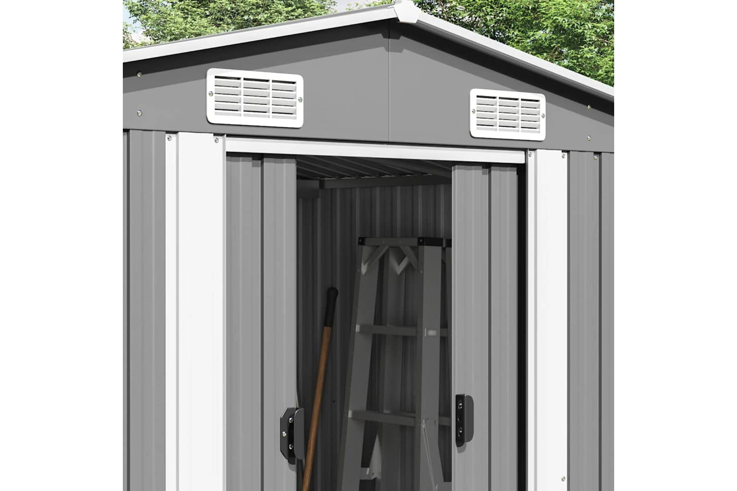 vidaXL 143345 Garden Shed 257x392x181cm Metal Grey-3