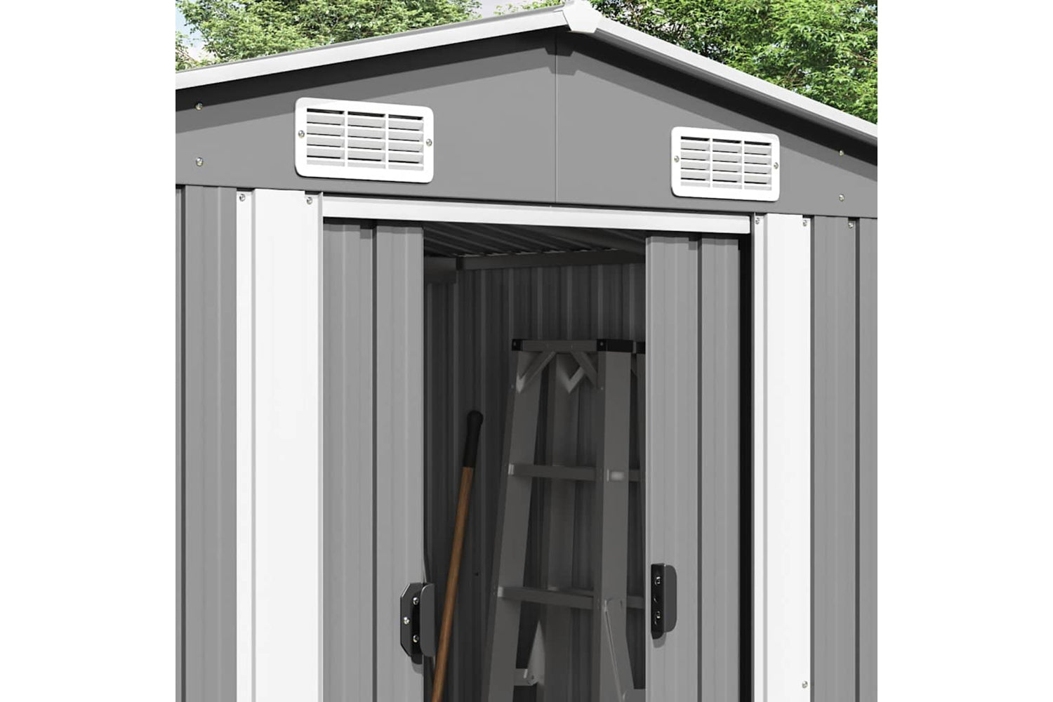 vidaXL 143349 Garden Shed 257x489x181cm Metal Grey-3