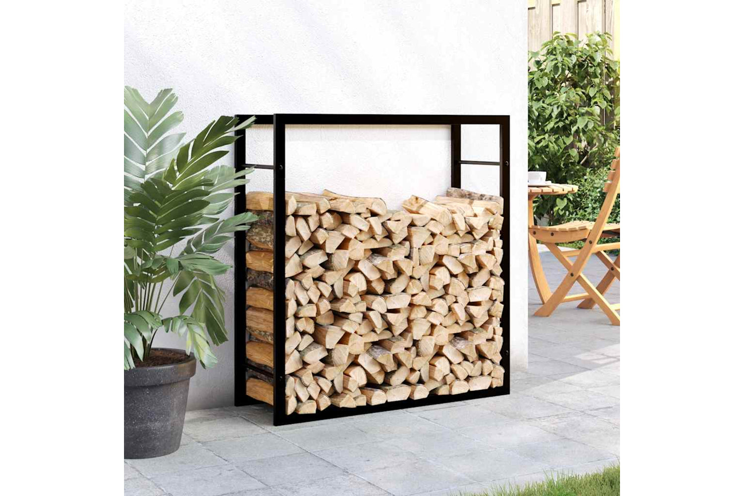 vidaXL 350307 Firewood Rack Matt Black 80x28x86cm Steel-2