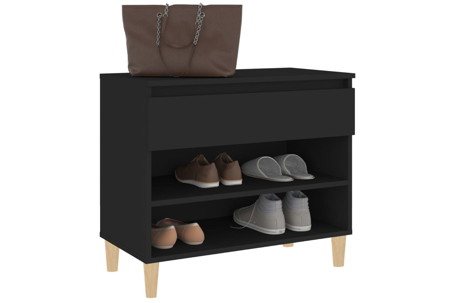 vidaXL 819757 Shoe Cabinet Black 70x36x60cm Engineered Wood-3