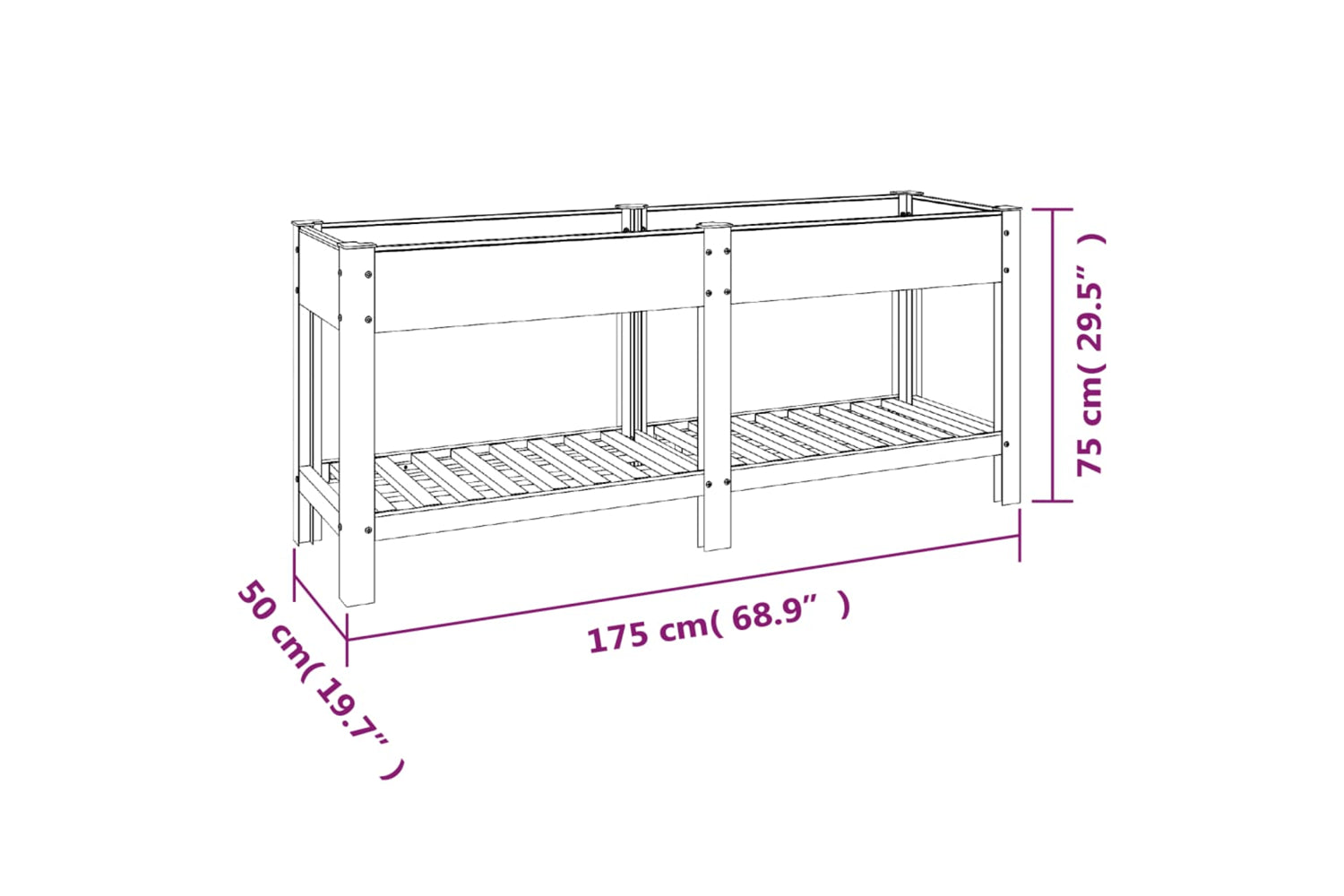 vidaXL 362572 Garden Raised Bed With Shelf Grey 175x50x75cm Wpc-6
