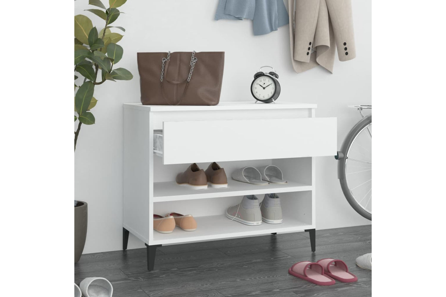 vidaXL 819764 Shoe Cabinet White 70x36x60cm Engineered Wood-2