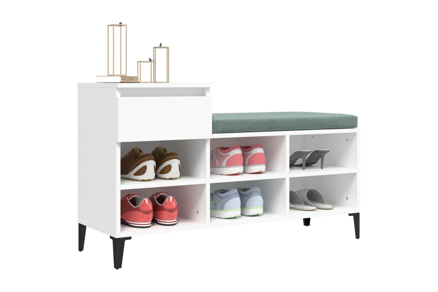 vidaXL 821212 Shoe Cabinet White 102x36x60cm Engineered Wood-3