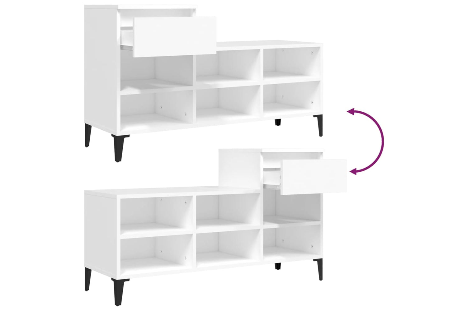 vidaXL 821212 Shoe Cabinet White 102x36x60cm Engineered Wood-8