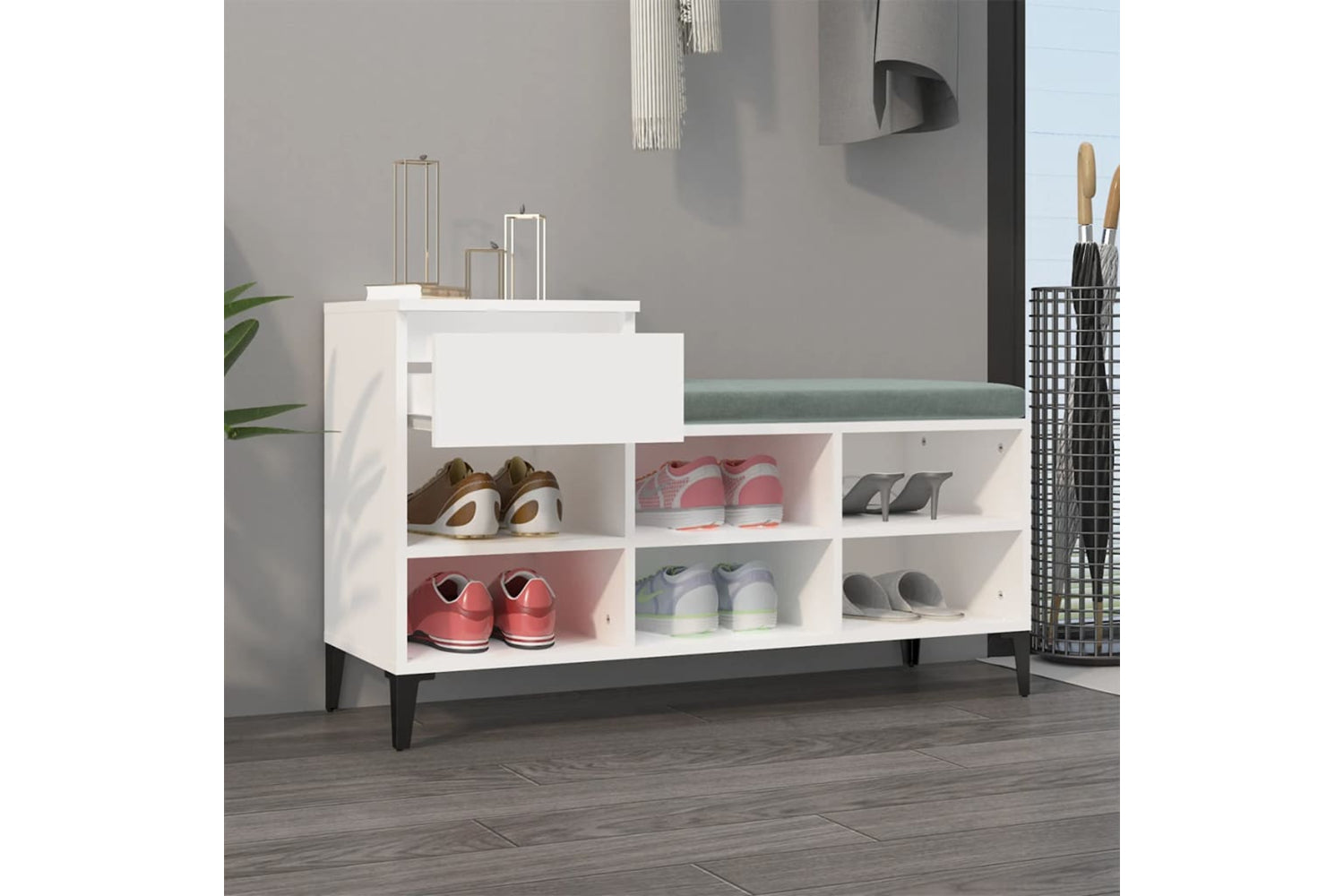 vidaXL 821212 Shoe Cabinet White 102x36x60cm Engineered Wood-2
