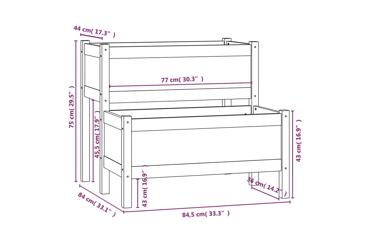 vidaXL 822257 Planter 84.5x84x75cm Solid Wood Pine-6