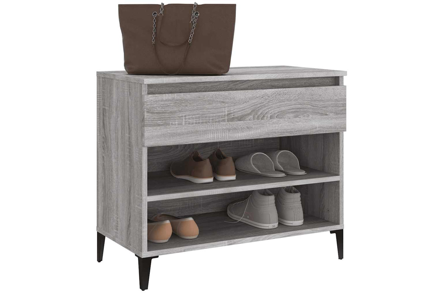 vidaXL 819770 Shoe Cabinet Grey Sonoma 70x36x60cm Engineered Wood-3