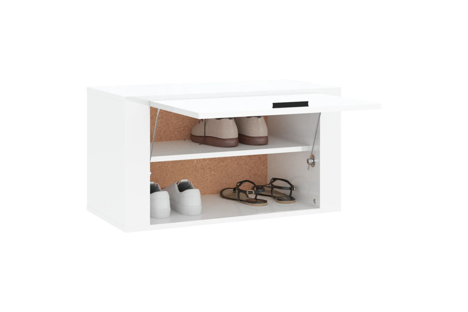vidaXL 821014 Wall-mounted Shoe Cabinet High Gloss White 70x35x38cm Engineered Wood-3