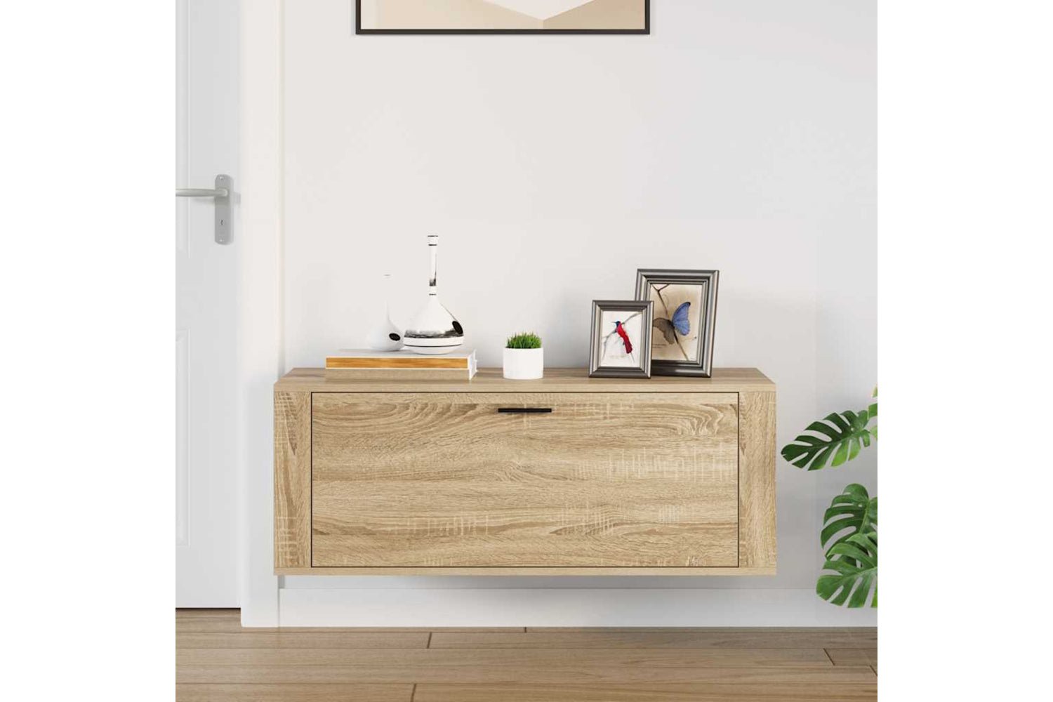 vidaXL 821023 Wall Shoe Cabinet Sonoma Oak 100x35x38cm Engineered Wood-2