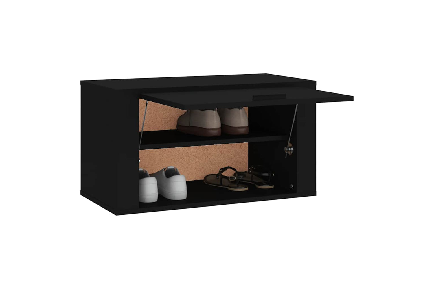 vidaXL 821013 Wall-mounted Shoe Cabinet Black 70x35x38cm Engineered Wood-3