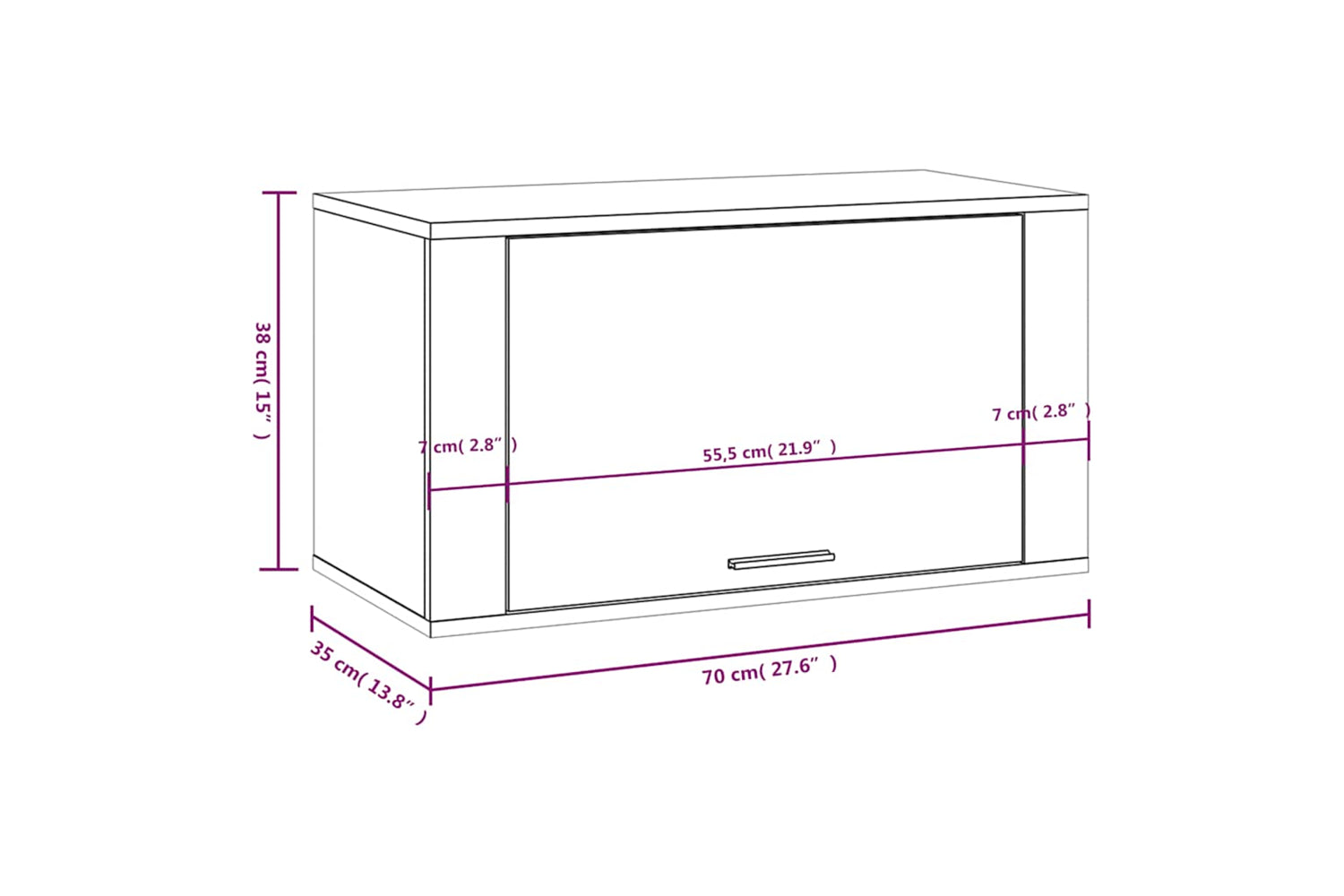 vidaXL 821013 Wall-mounted Shoe Cabinet Black 70x35x38cm Engineered Wood-8