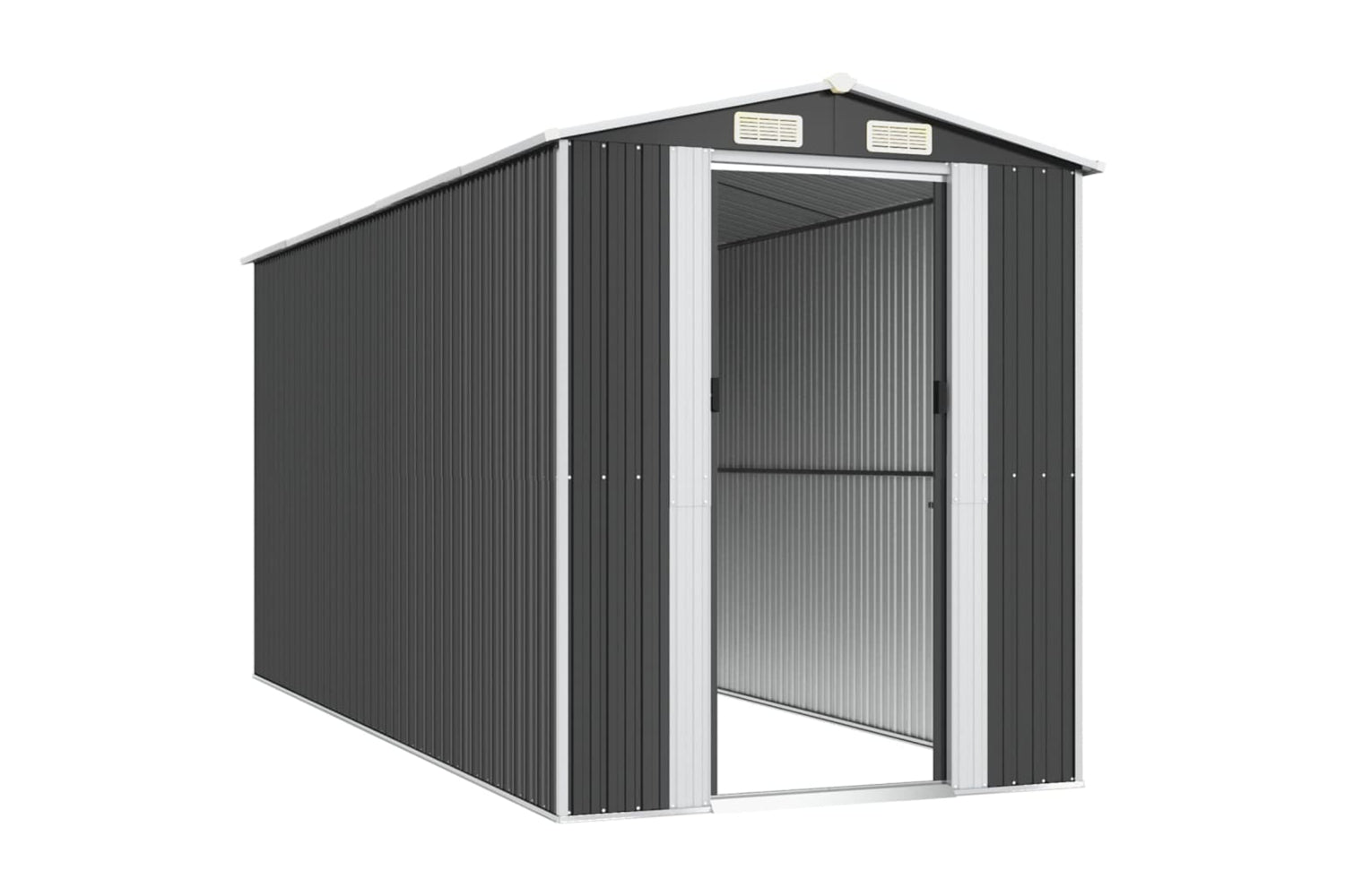 vidaXL 3147452 Garden Shed Anthracite 192x440x223cm Galvanised Steel-3