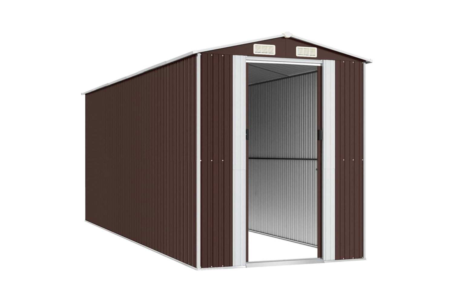 vidaXL 3147464 Garden Shed Dark Brown 192x523x223cm Galvanised Steel-3